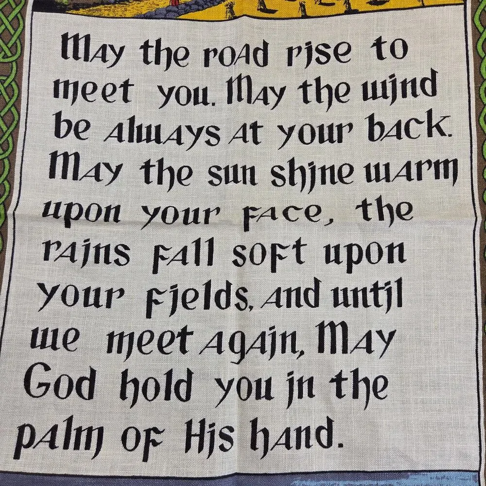 Vintage Nelson Irish Blessing Pure Linen Tea Towel Made Ireland 30.5